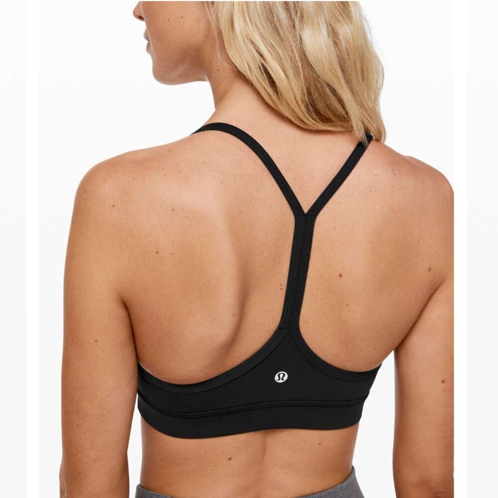 Lululemon Black Flow Y Bra Nulu Light Support Athletic Sports Bra 10
